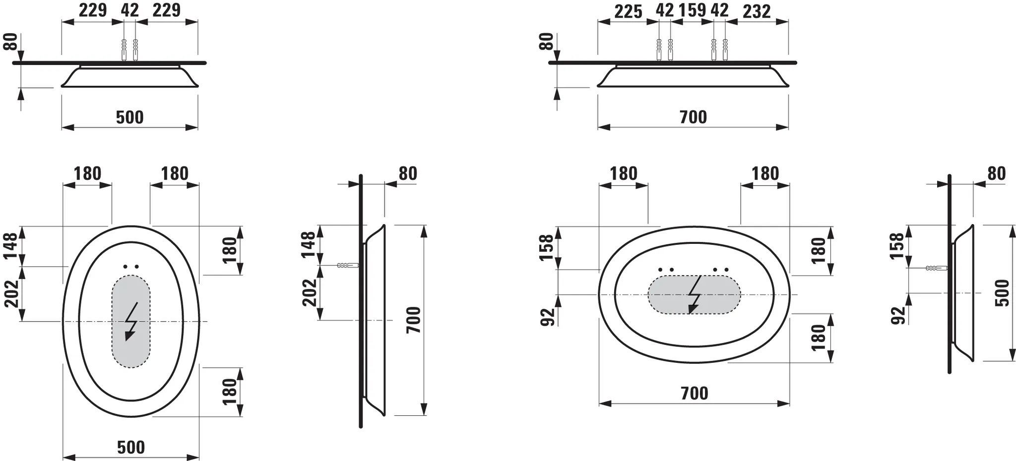 Laufen Keramischer Spiegel THE NEW CLASSIC 80x500x700 LED Ambientelicht weiß Laufen Keramischer Spiegel THE NEW CLASSIC 80x500x700 LED Ambientelicht weiß
