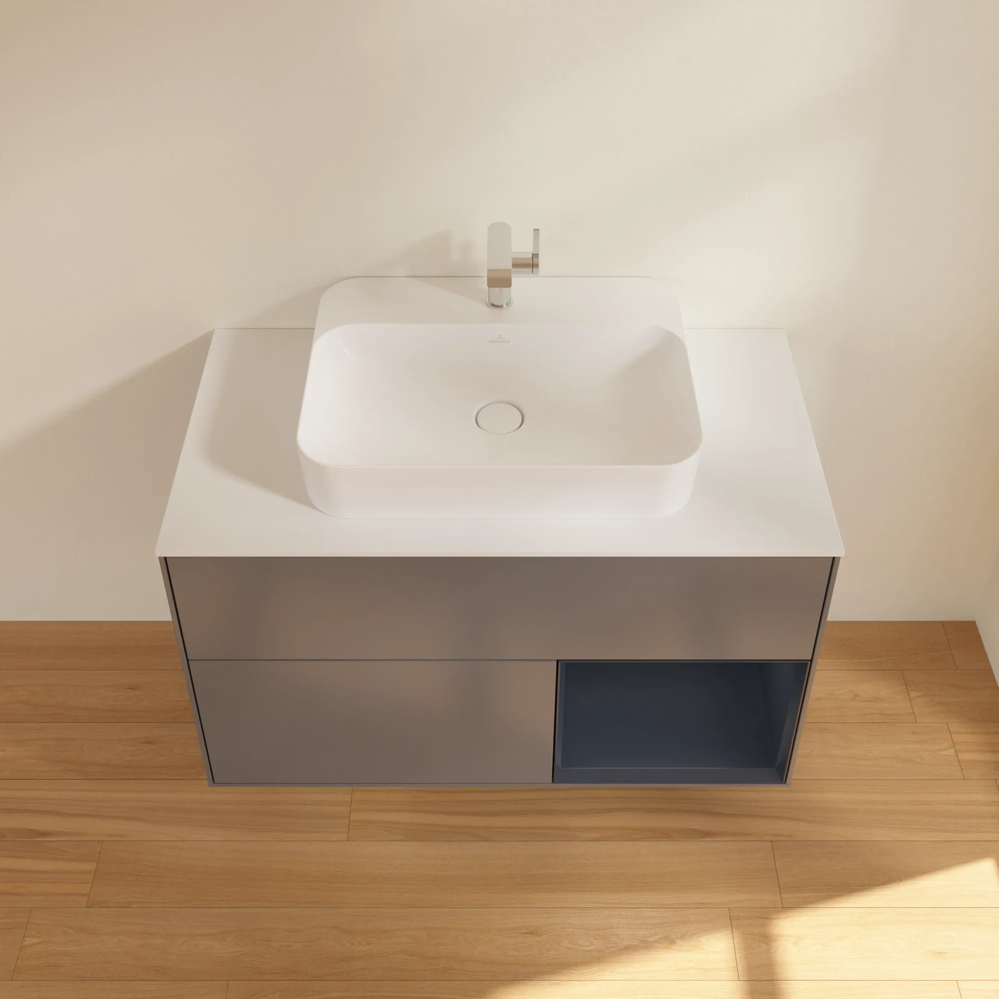 Villeroy & Boch Waschtischunterschrank „Finion“ für Schrankwaschtisch 1000 × 603 × 501 mm Anthracite Matt Lacquer, für Becken mittig