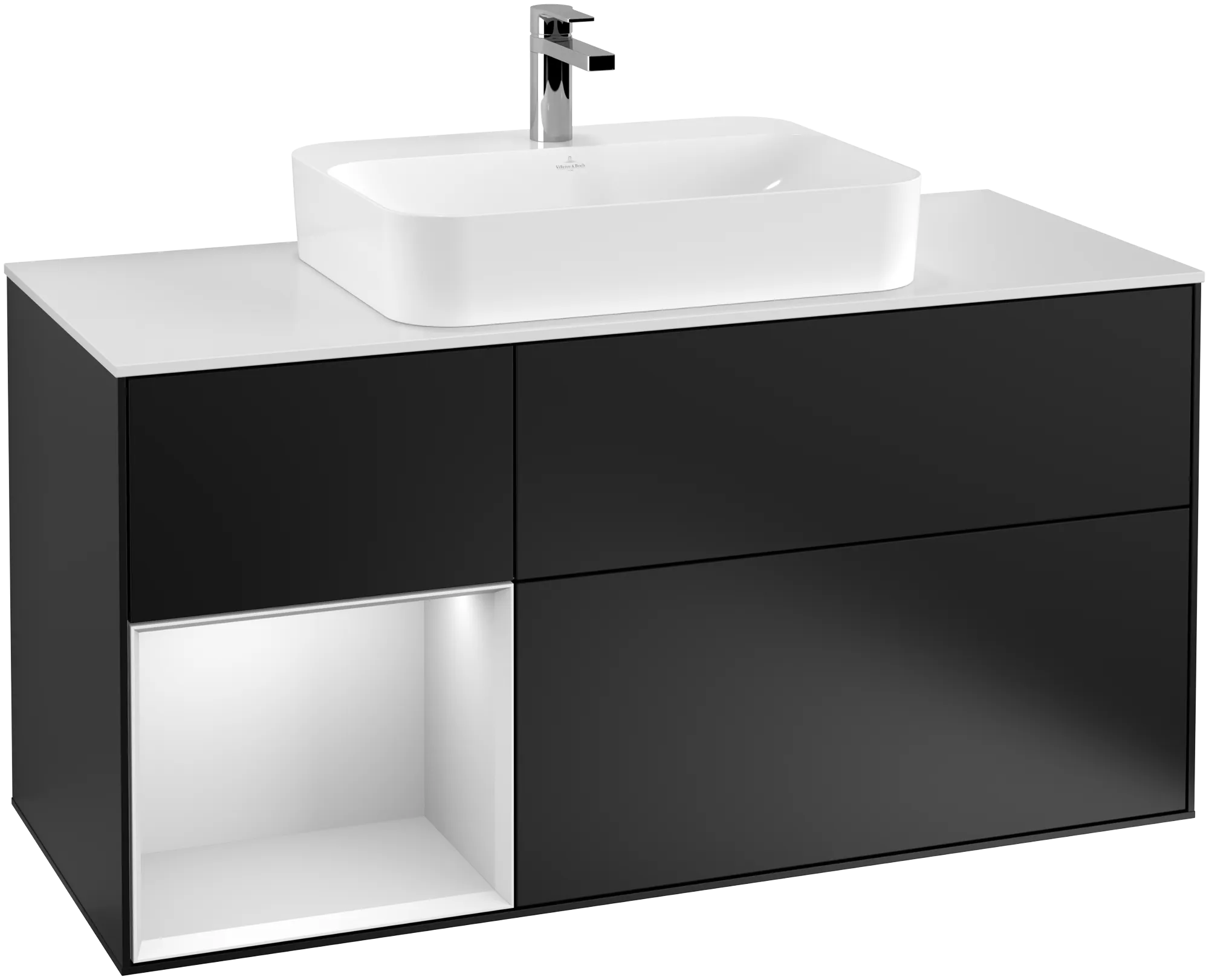 Villeroy & Boch Waschtischunterschrank „Finion“ für Schrankwaschtisch 1200 × 603 × 501 mm Black Matt Lacquer, für Becken mittig