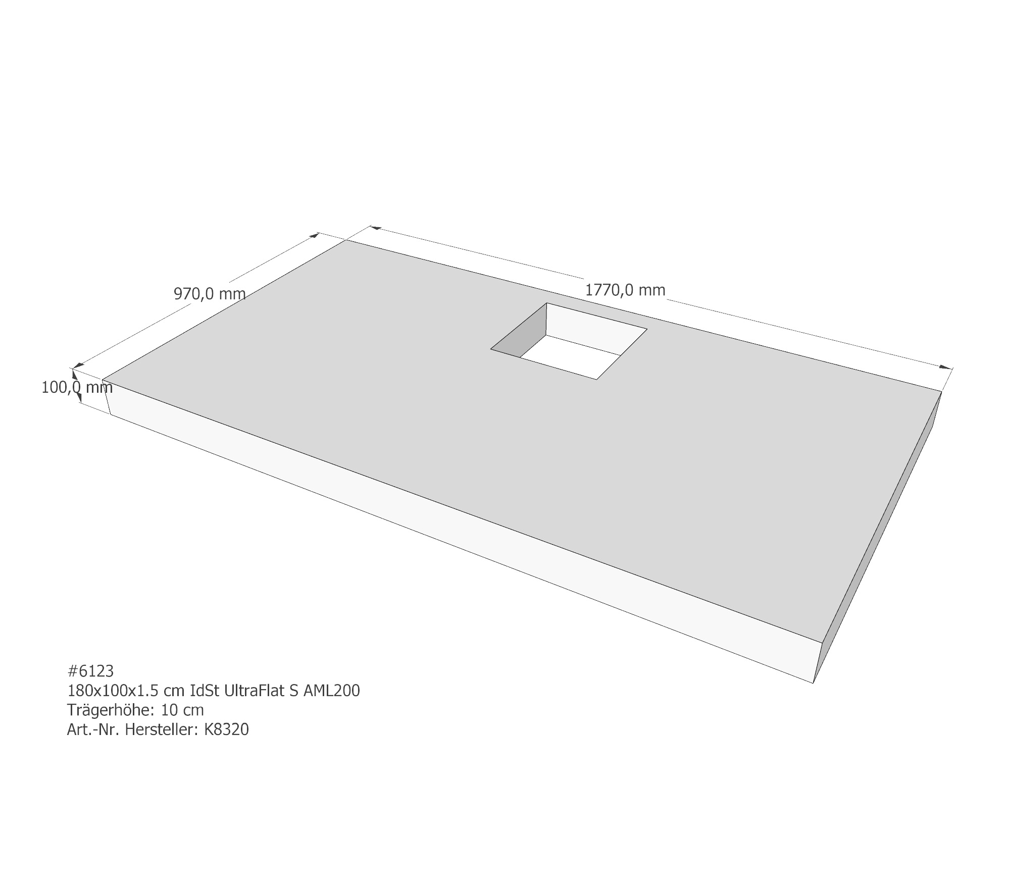 Duschwannenträger Ideal Standard Ultra Flat S 180x100x1,5 cm AML200