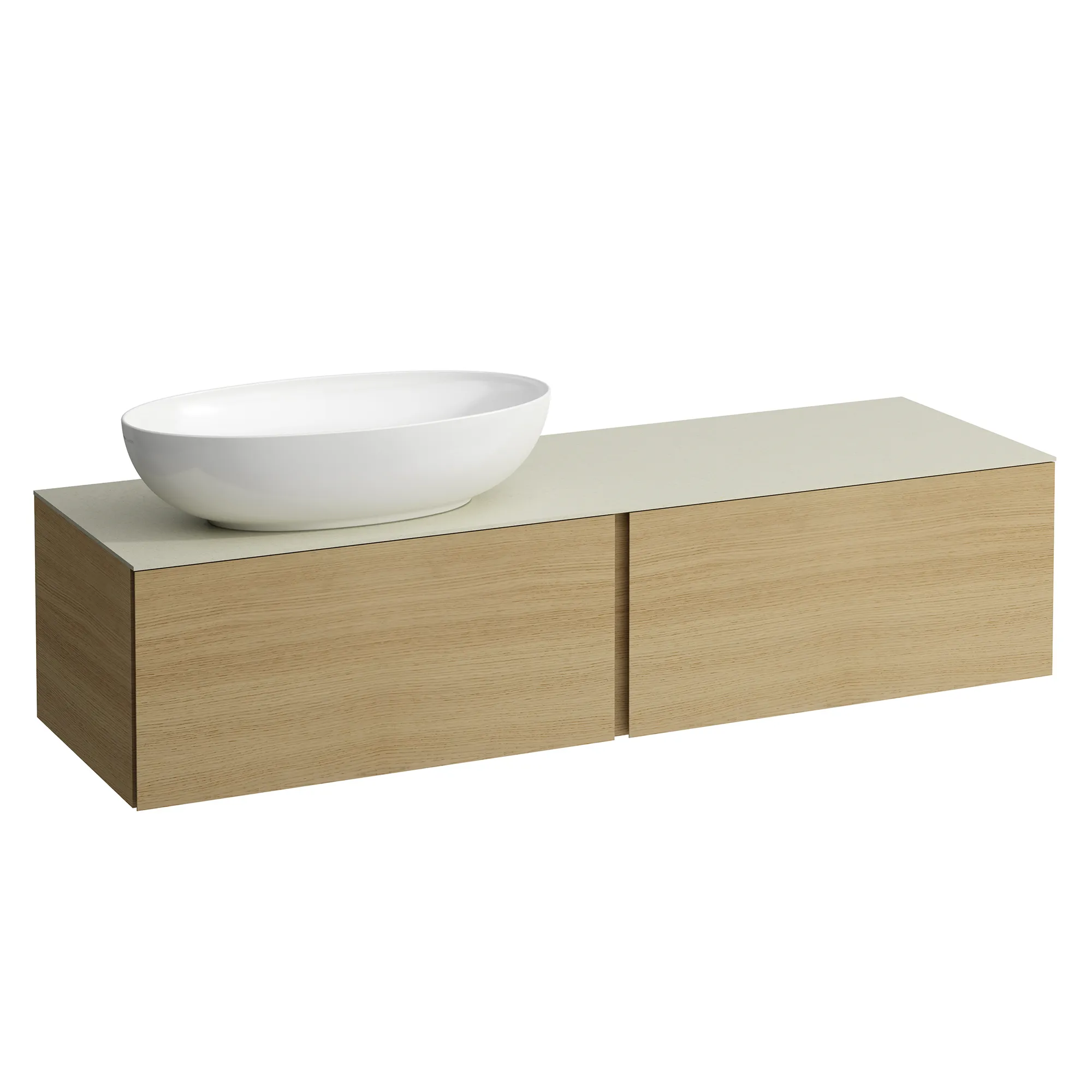 Laufen Schubladenelement „Ilbagnoalessi“ 1600 × 370 × 500 mm Eiche hell, mit Hahnlochbohrung, links Laufen Schubladenelement „Ilbagnoalessi“ 1600 × 370 × 500 mm Eiche hell, mit Hahnlochbohrung, links