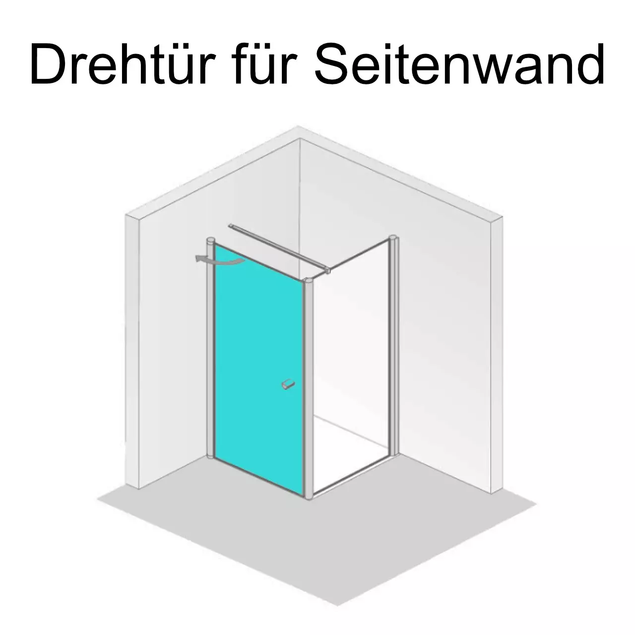HSK teilgerahmte Drehtür „Exklusiv 2.0“ für verkürzte Seitenwand Glas Linea 01 (80 cm), Profile Alu Silber-matt, Sondergröße