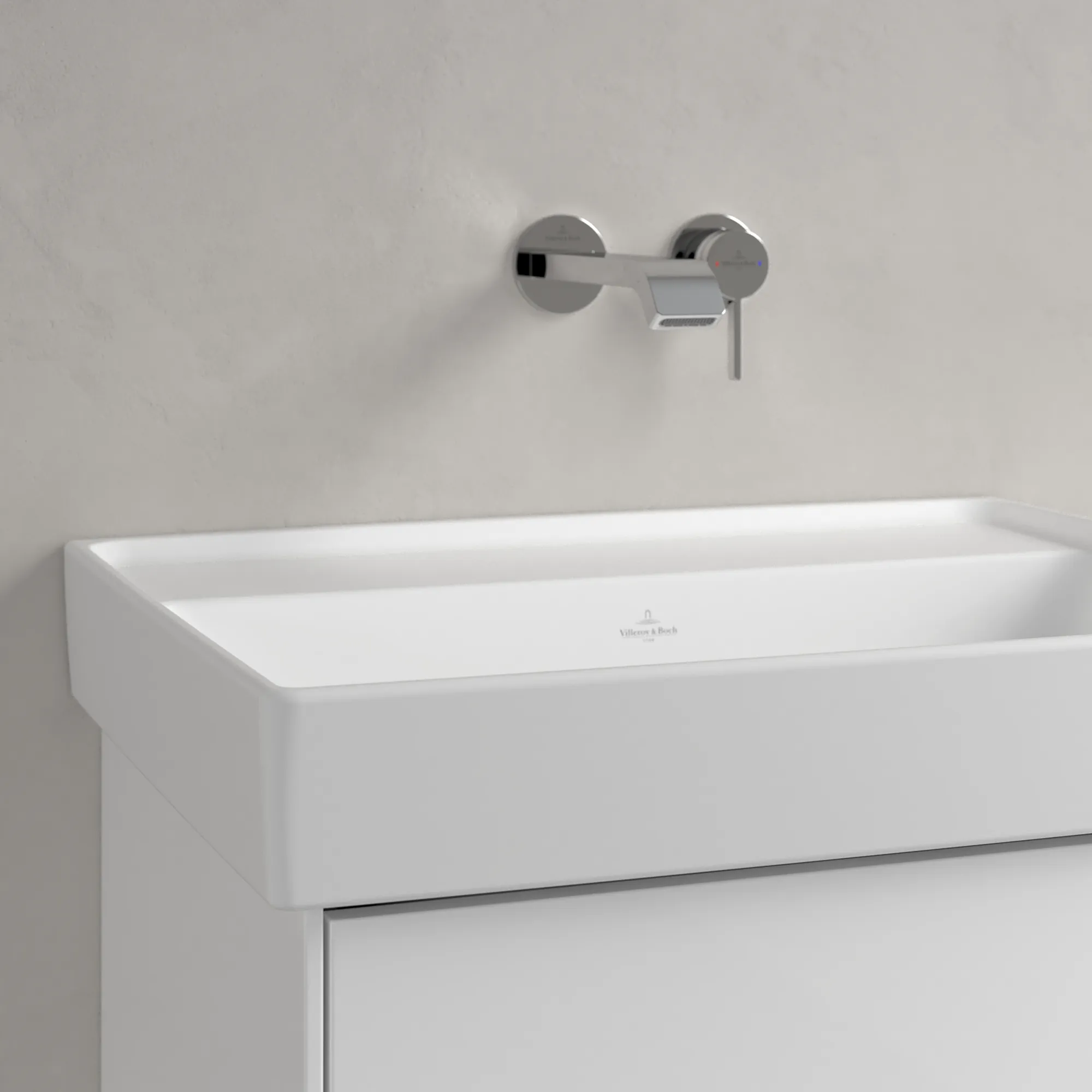 Villeroy & Boch Collaro Waschbecken, 600x470x160mm, Stone White CeramicPlus, TitanCeram, Wandmontage