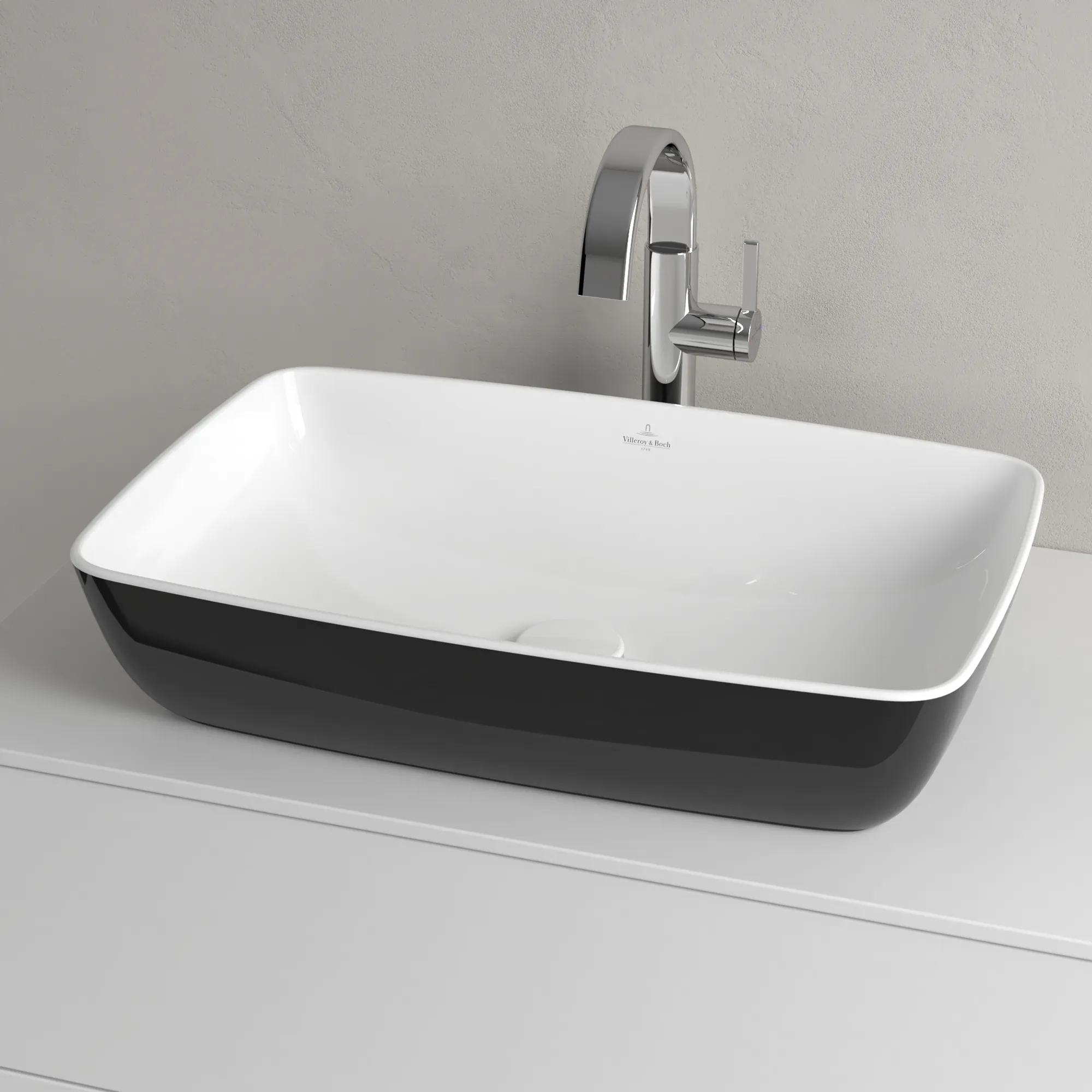 Villeroy & Boch Aufsatzwaschbecken Artis, 580x385x130 mm, Coal Black, TitanCeram, Classic, ohne Überlauf