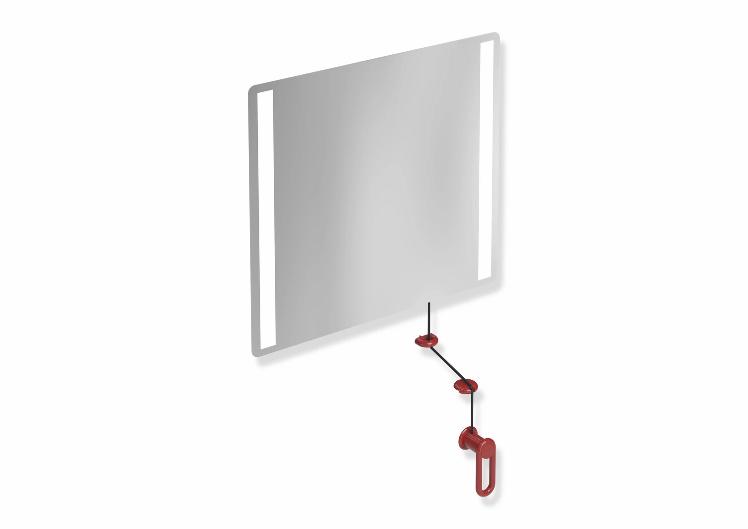 HEWI Kippspiegel „Serie 801“ 60 × 54 cm in Rubinrot