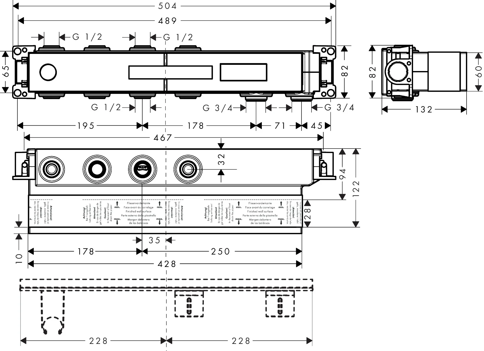 Hansgrohe AXOR Thermostatmodul Select - Grundkörper für 2 Verbraucher, Rp 3/4, DN15/DN20, horizontale Montage, schallentkoppelt, Einbautiefe 94–122 mm Hansgrohe AXOR Thermostatmodul Select - Grundkörper für 2 Verbraucher, Rp 3/4, DN15/DN20, horizontale Montage, schallentkoppelt, Einbautiefe 94–122 mm