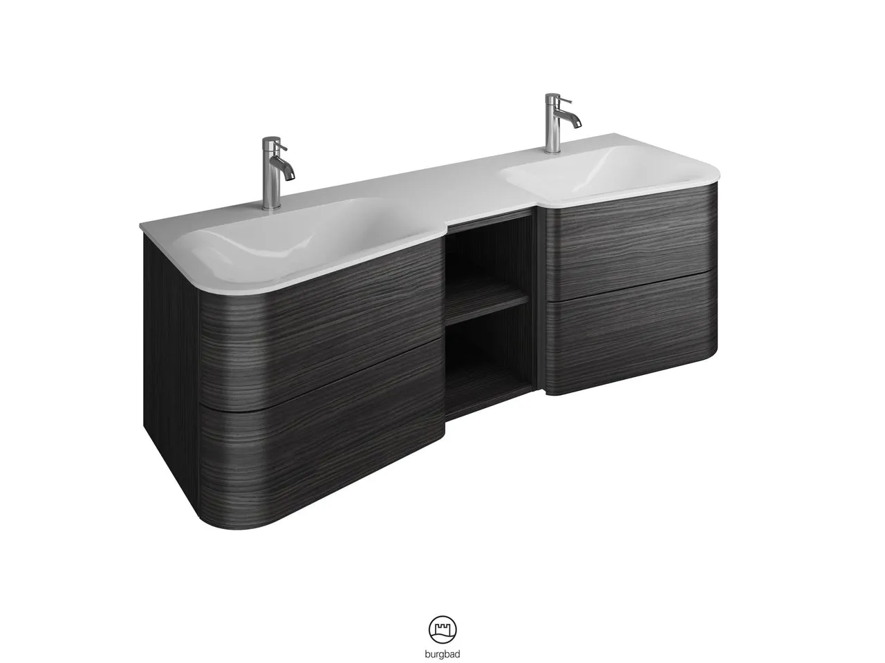 burgbad Badmöbelset „Badu“ Griffleiste, Anthrazit eloxiert, in Frassino Dekor burgbad Badmöbelset „Badu“ Griffleiste, Anthrazit eloxiert, in Frassino Dekor