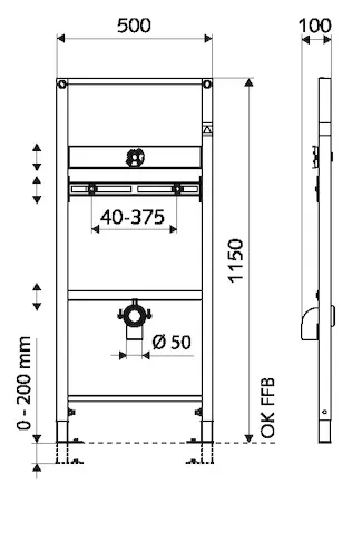 Urinal-Modul MONTUS, B 50 cm x H 115 cm, Rahmen pulverbeschichtet