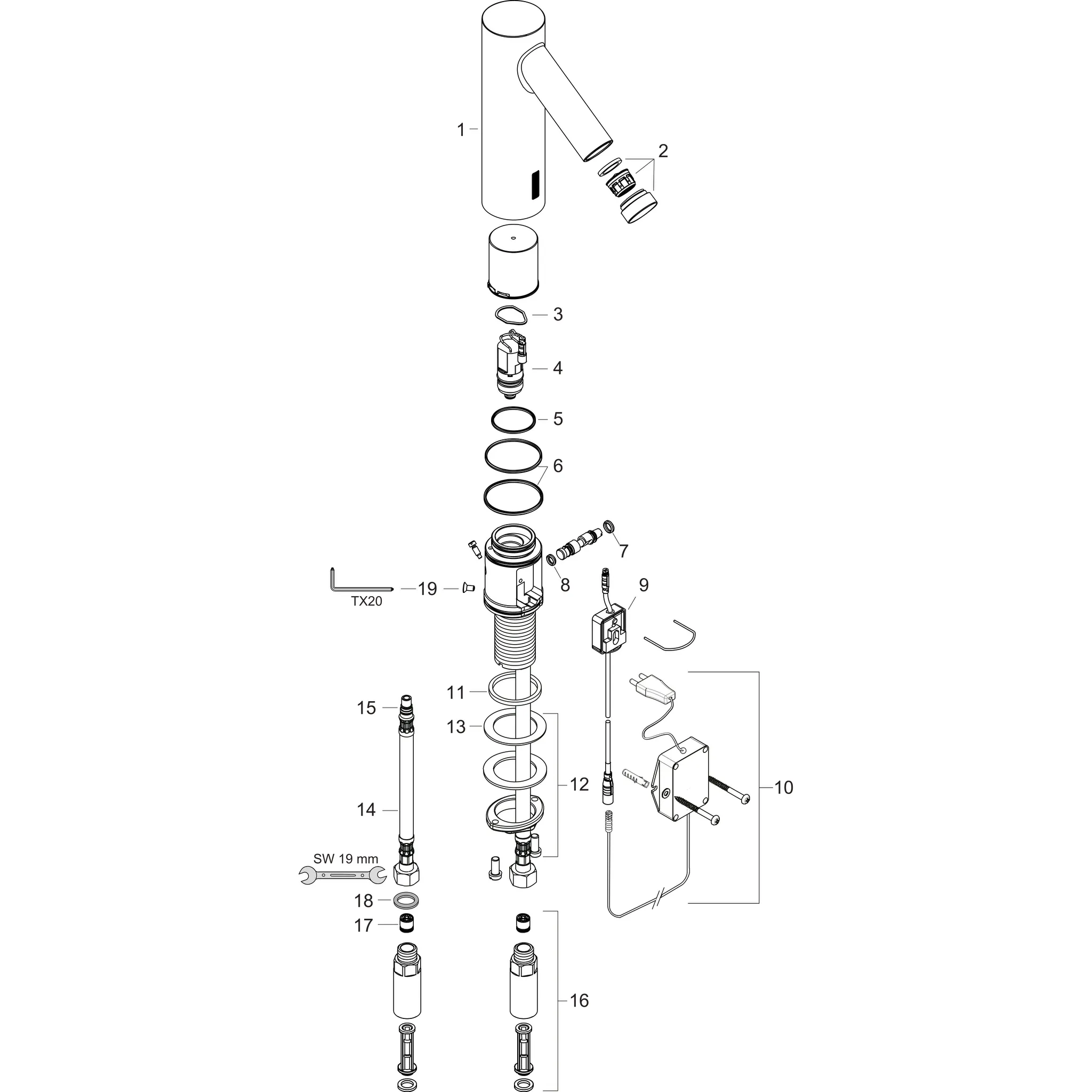 Hansgrohe AXOR Starck Elektronik-Waschtischmischer, ComfortZone 90, Chrom Hansgrohe AXOR Starck Elektronik-Waschtischmischer, ComfortZone 90, Chrom