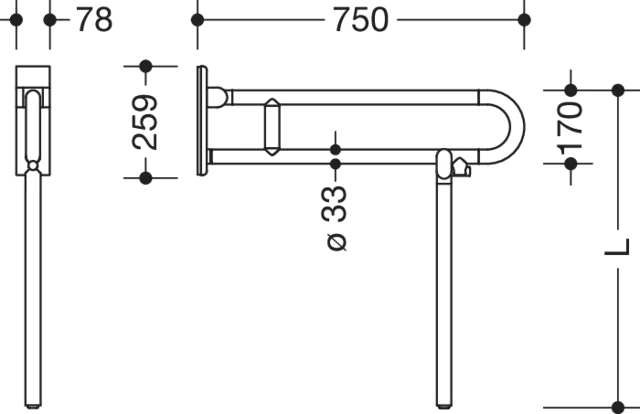 HEWI Stützklappgriff mobil „Serie 801“ HEWI Stützklappgriff mobil „Serie 801“
