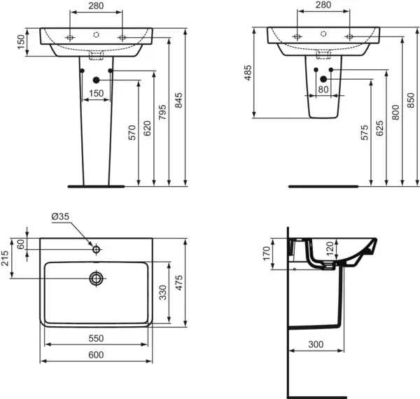 Ideal Standard Waschbecken „i.lifeB“, Hahnlochposition mittig Ideal Standard Waschbecken „i.lifeB“, Hahnlochposition mittig