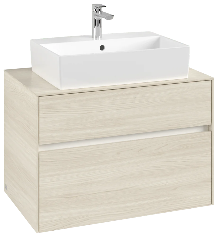 Villeroy & Boch Waschbeckenunterschrank Collaro, eckig, White Oak, 800 x 548 x 500 mm, mit Absenkautomatik