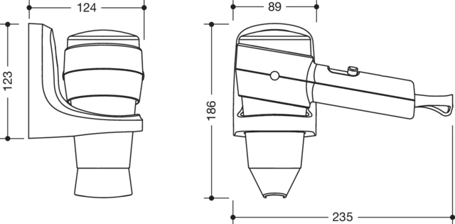 HEWI Haartrockner PG87 chrom-schwarz, mit Sicherheits-Wandhalter HEWI Haartrockner PG87 chrom-schwarz, mit Sicherheits-Wandhalter