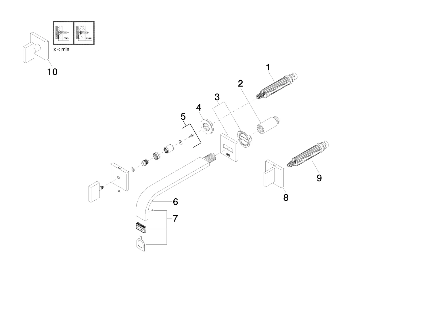 Dornbracht MEM Waschtisch-Wandbatterie ohne Ablaufgarnitur Bronze gebürstet Dornbracht MEM Waschtisch-Wandbatterie ohne Ablaufgarnitur Bronze gebürstet