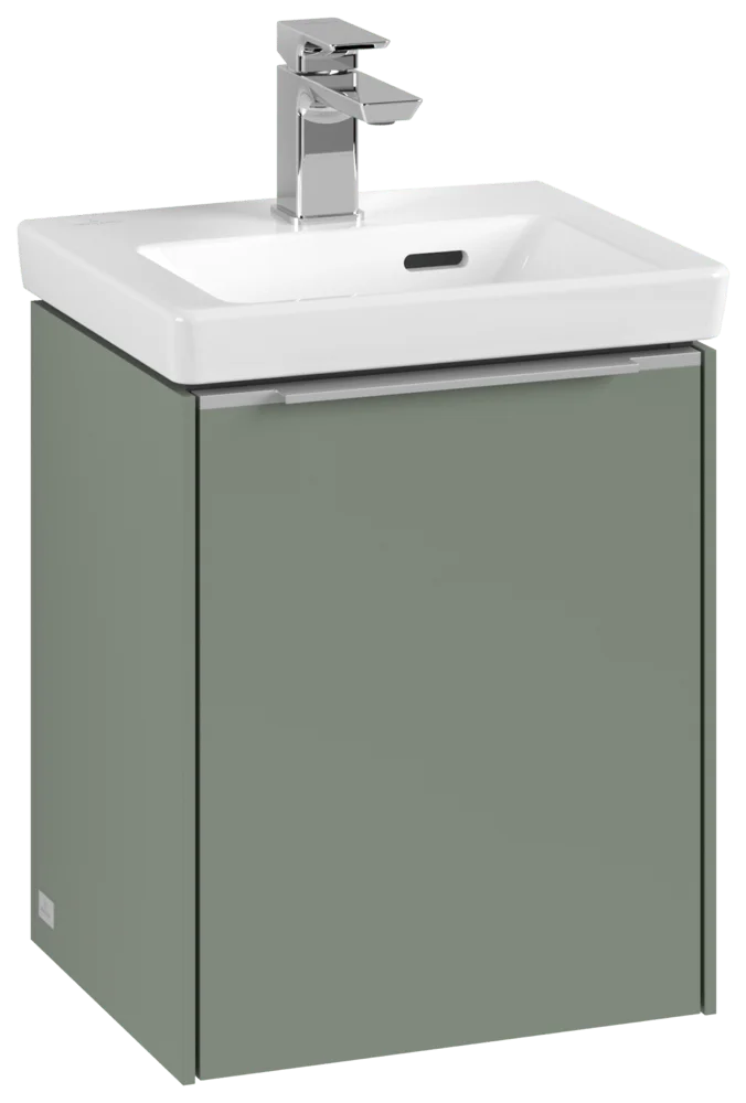 Villeroy & Boch Waschbeckenunterschrank Subway 3.0, eckig, Soft Green, 429 mm Höhe, 351 x 293 mm, mit Aluminiumgriff und SoftClosing