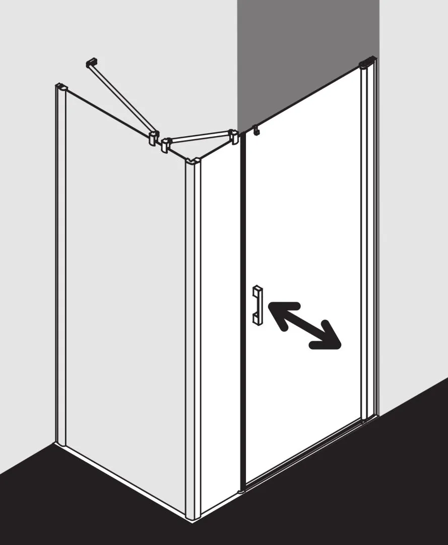 Kermi Duschtür Pendeltür 1-flügelig und Festfeld links für Nische und Ecke „PEGA“ Glas SR Arena C, Profile Silber Hochglanz, BV: 1190 - 1240 mm GAK: 1190 - 1215 mm WE: 1190 - 1240 mm H: 1850 mm Kermi Duschtür Pendeltür 1-flügelig und Festfeld links für Nische und Ecke „PEGA“ Glas SR Arena C, Profile Silber Hochglanz, BV: 1190 - 1240 mm GAK: 1190 - 1215 mm WE: 1190 - 1240 mm H: 1850 mm