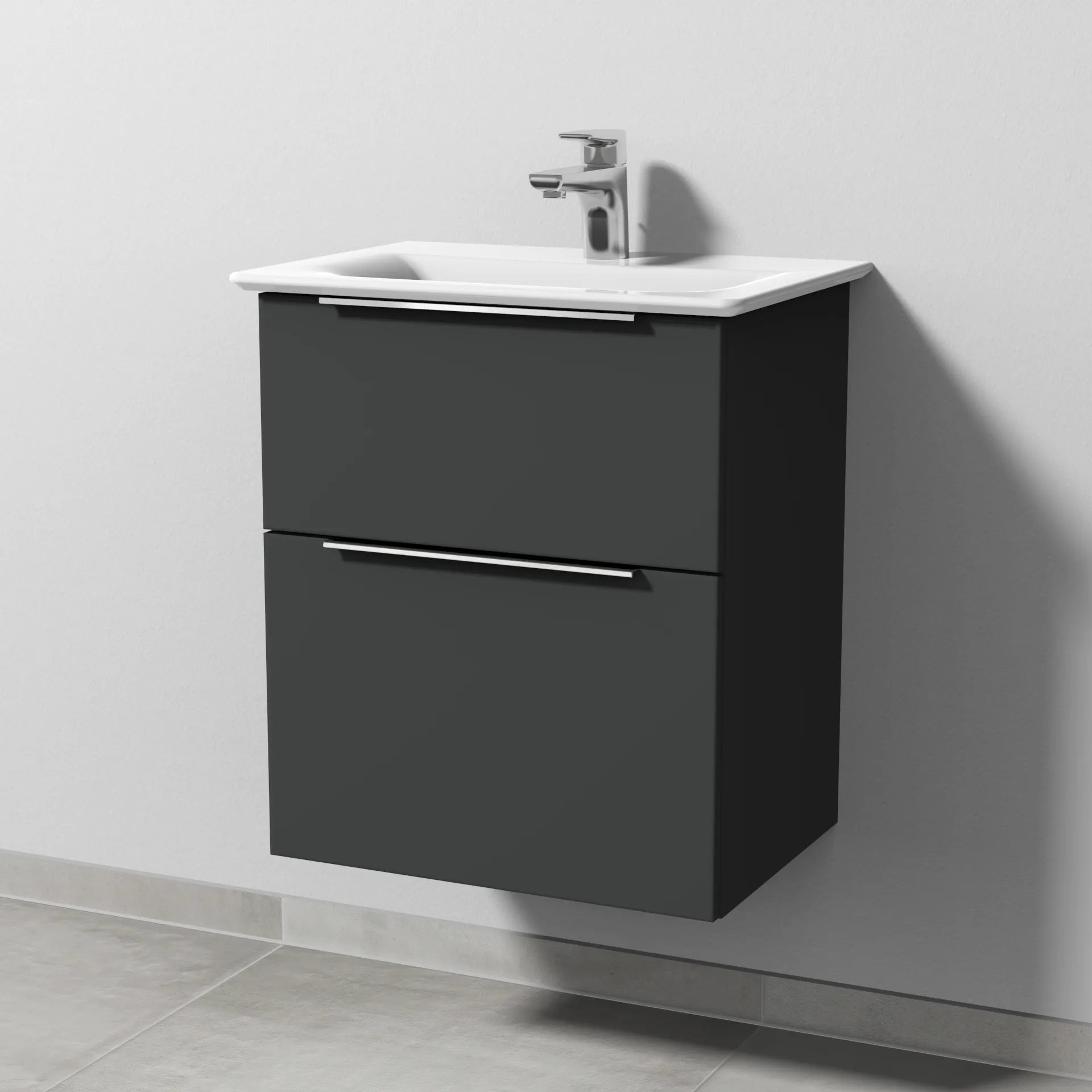 Sanipa Waschtischunterschrank „3way“ passend zu Keramik-Waschtische Connect Air von Ideal Standard 490 × 585 × 357 mm in Graphit (matt)