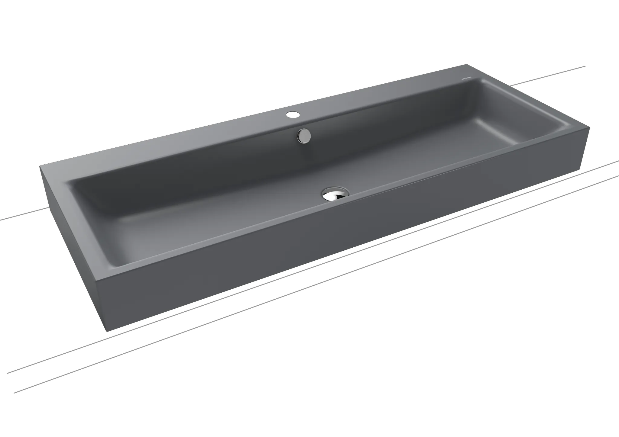 Doppelwaschtisch „Puro“ 120 × 46 cm, mit Überlauf, mit Hahnlochbohrung in cool grey 70 mit Perl-Effekt Doppelwaschtisch „Puro“ 120 × 46 cm, mit Überlauf, mit Hahnlochbohrung in cool grey 70 mit Perl-Effekt