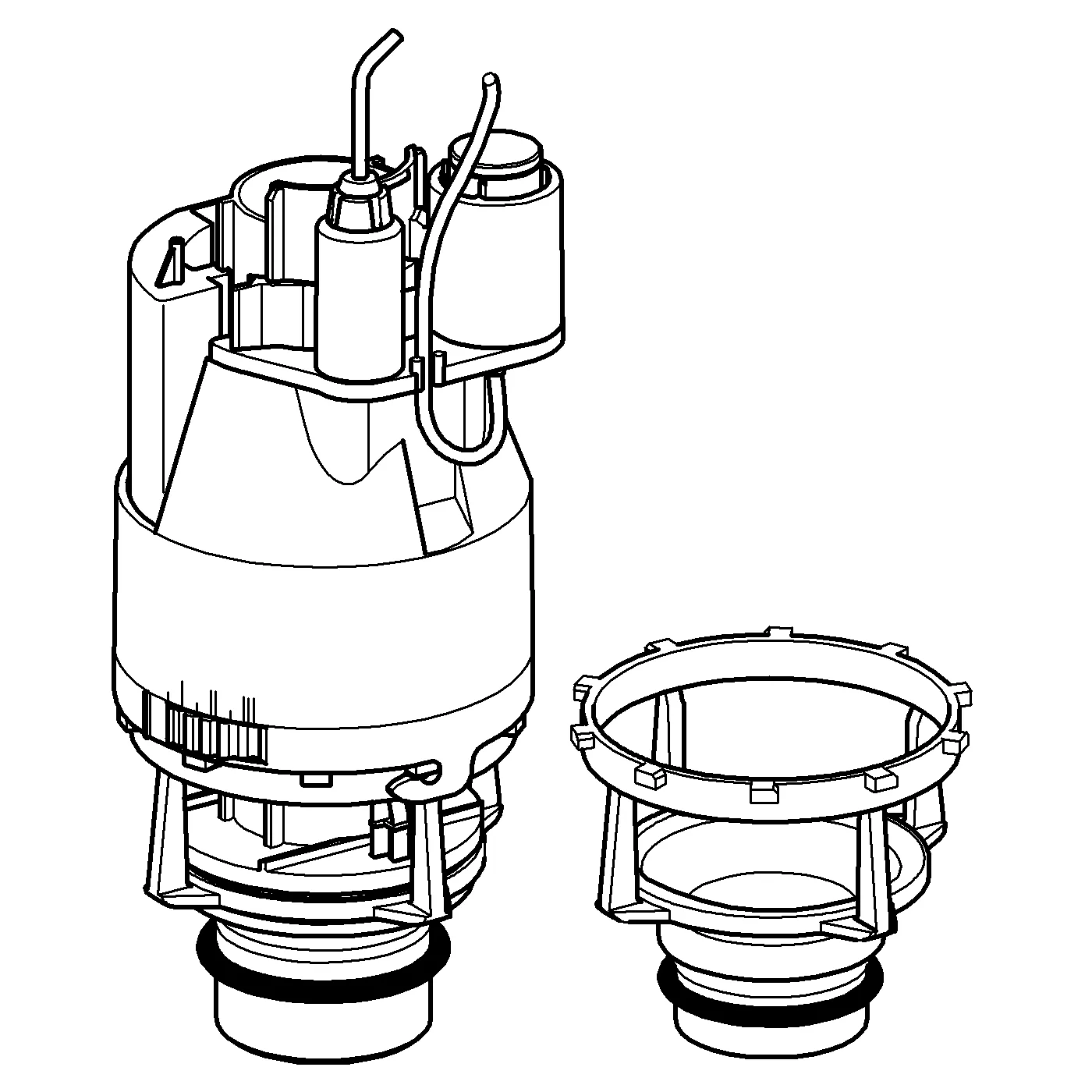 Ablaufventil-Dual Flush 42265, für Spülkasten 0,82 m, pneumatische Betätigung, für 6 l oder 3 l, mit Ventilsitz Ablaufventil-Dual Flush 42265, für Spülkasten 0,82 m, pneumatische Betätigung, für 6 l oder 3 l, mit Ventilsitz