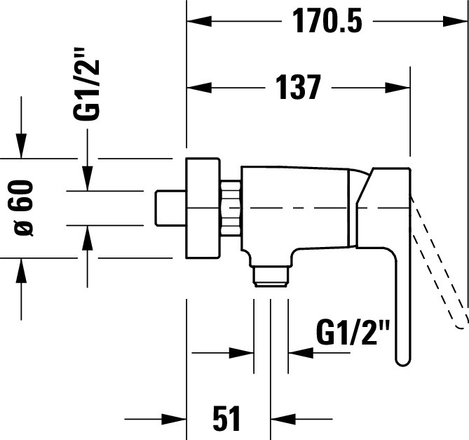 B.2 Einhebel-Brausemischer Aufputz Ausladung 137 Breite 179 mm