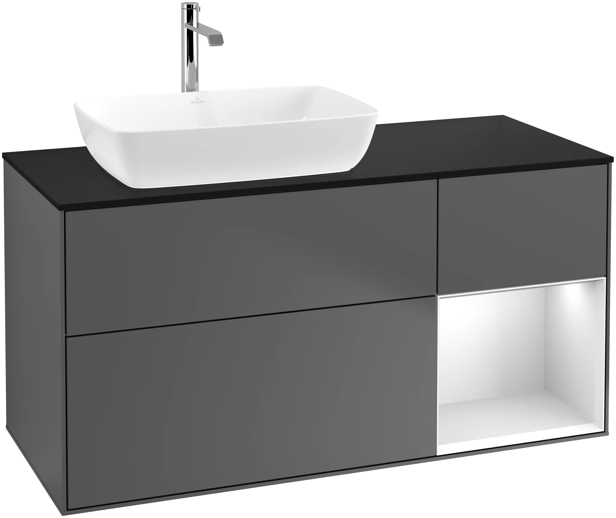 Villeroy & Boch Finion Waschbeckenunterschrank F81 1200x603x501mm anthrazit matt glas schwarz