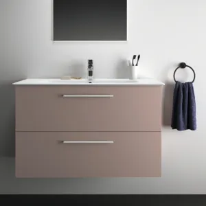 Möbelpaket i.life A mit Waschtisch 100cm und Unterschrank mit chrom Griff Weiß matt