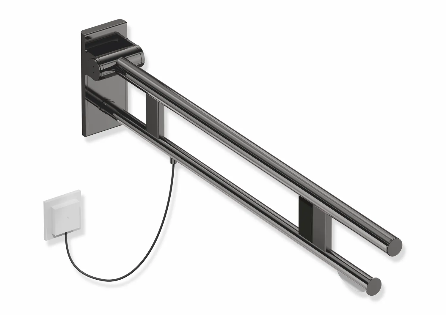 HEWI Stützklappgriff Duo, System 900, Edelstahl PVD, 900 mm Ausladung, links