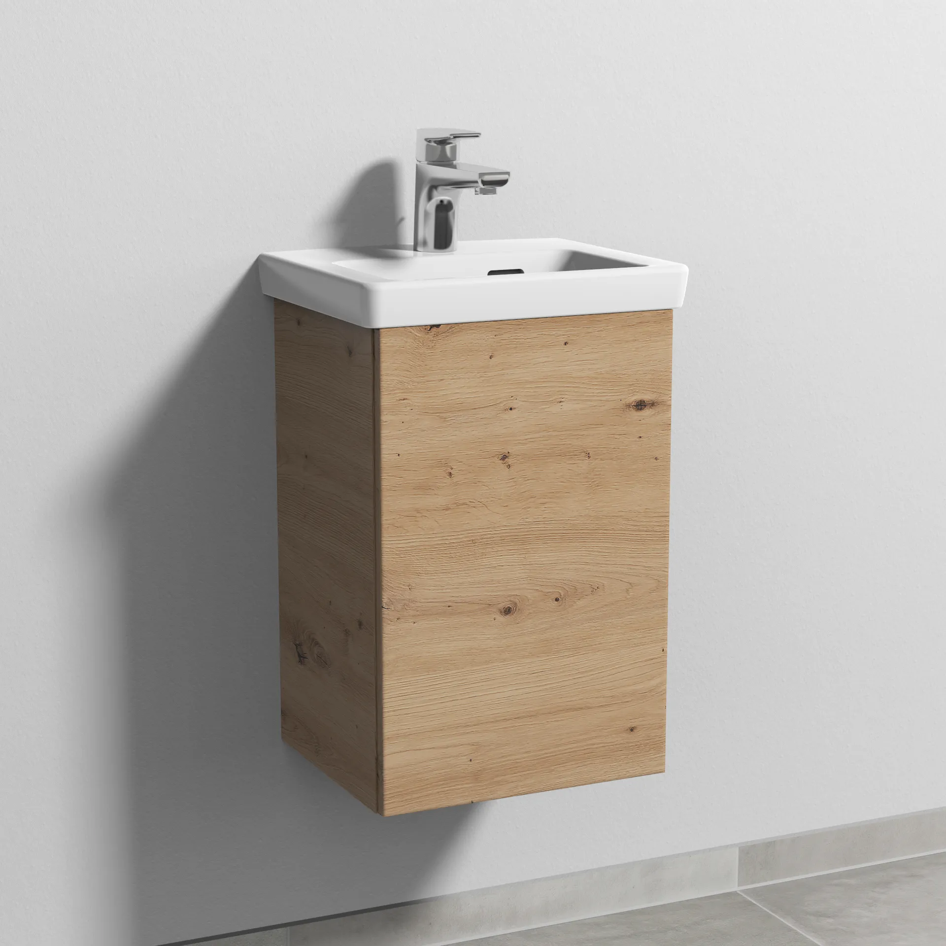 Sanipa Waschtischunterschrank „3way“ 335 × 517 × 293 mm in Eiche Natural-Touch, Anschlag rechts