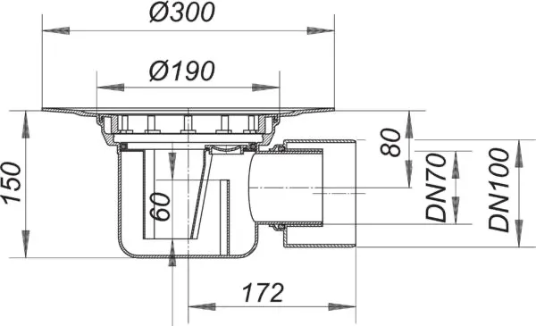 Ablaufgehäuse 57, DN 70/DN 100