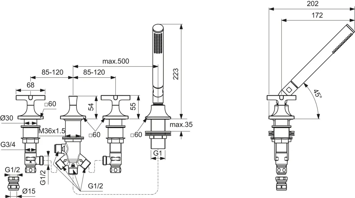 Ideal Standard Joy Neo Armaturen BD166AA 4-Loch-Badearmatur Wannenrand Ideal Standard Joy Neo Armaturen BD166AA 4-Loch-Badearmatur Wannenrand