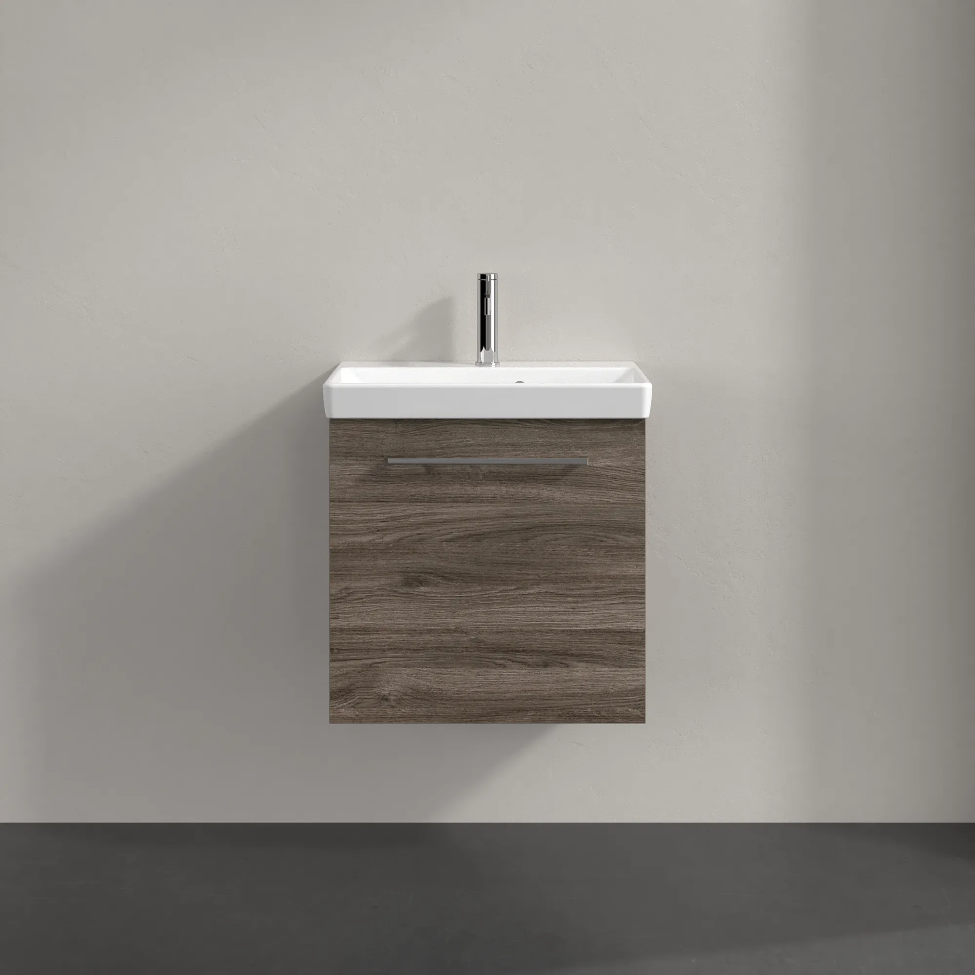 Villeroy & Boch Waschtischunterschrank mit Tür „Avento“ für Schrankwaschtisch 530 × 514 × 352 mm Stone Oak, Anschlag rechts, Soft Closing, 1 Tür
