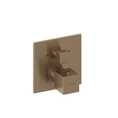 Kludi DECUS Unterputz-Wanne-Brause-Thermostat-Armatur, Feinbau-Set Brushed Bronze, für Kludi SLIM.BOXX Unterputzkörper