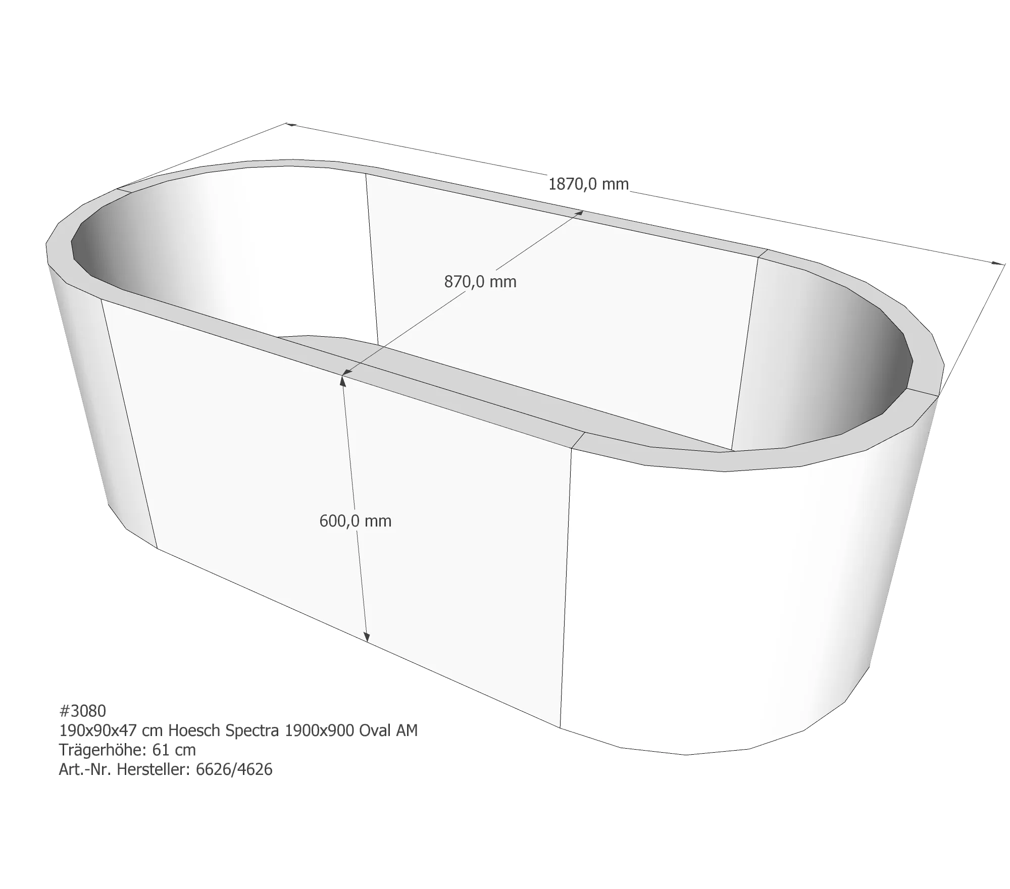 Badewannenträger für Hoesch Spectra 1900×900 190 × 90 × 47 cm Badewannenträger für Hoesch Spectra 1900×900 190 × 90 × 47 cm