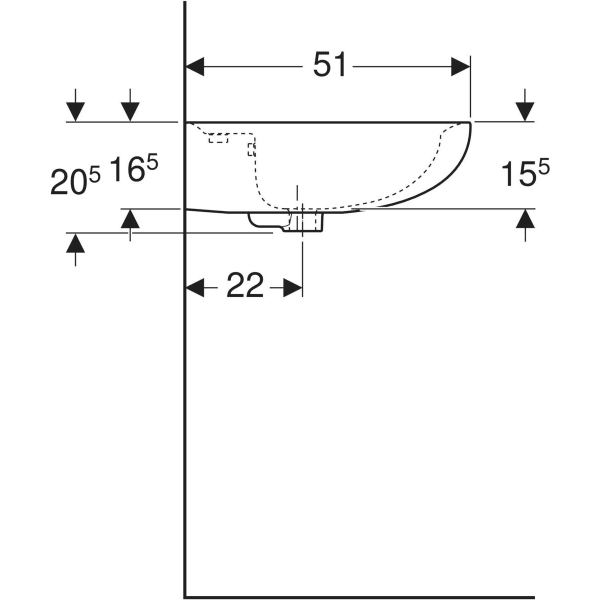Wandwaschtisch „Renova“, mit Überlauf, Hahnlochposition mittig 65 × 51 cm in manhattan Wandwaschtisch „Renova“, mit Überlauf, Hahnlochposition mittig 65 × 51 cm in manhattan