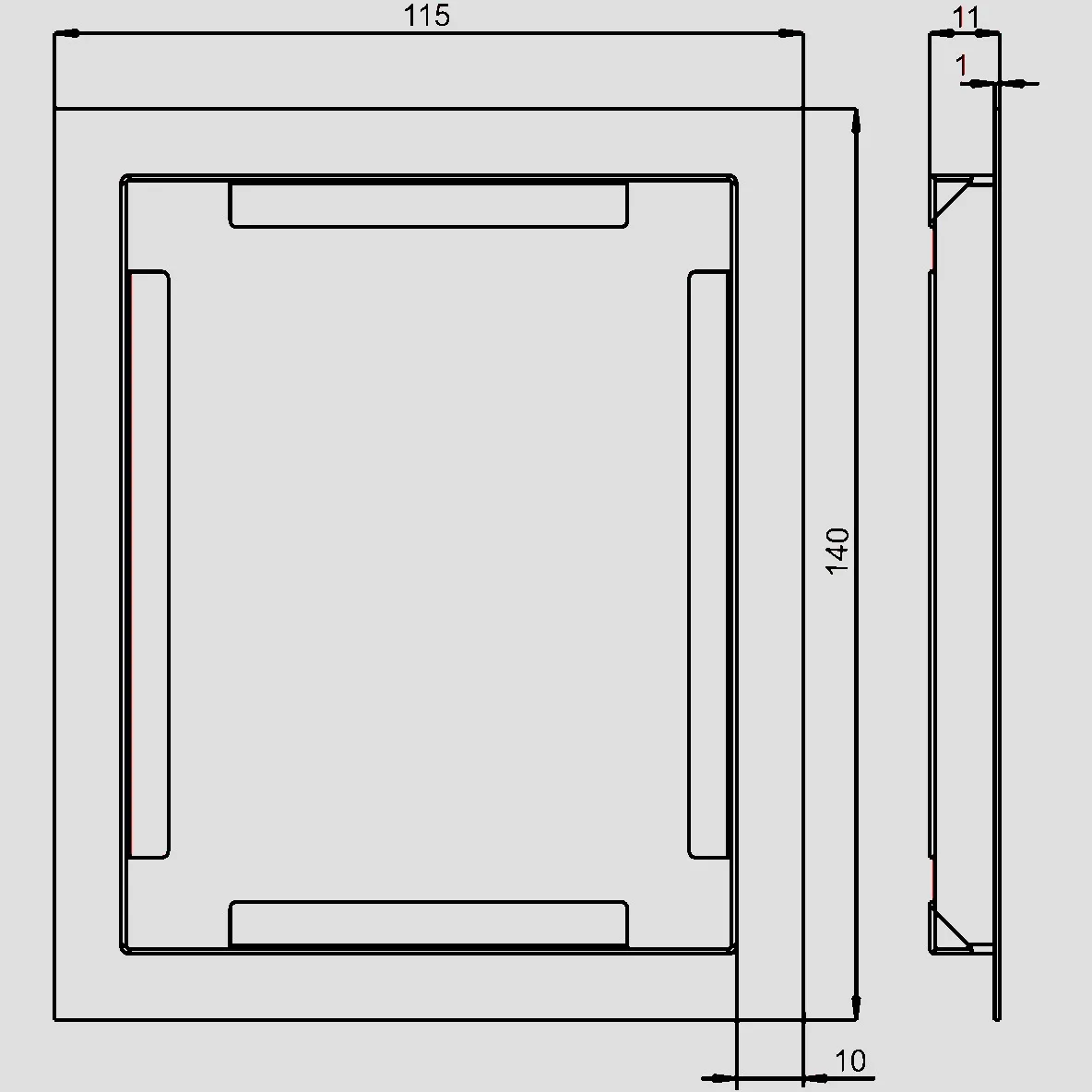 SANIT Urinal-Nachrüstrahmen 10mm Edelstahl poliert