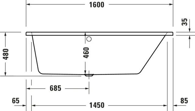 Duravit Badewanne „No.1“ trapez 1600 × 850 mm, rechts in Weiß Duravit Badewanne „No.1“ trapez 1600 × 850 mm, rechts in Weiß