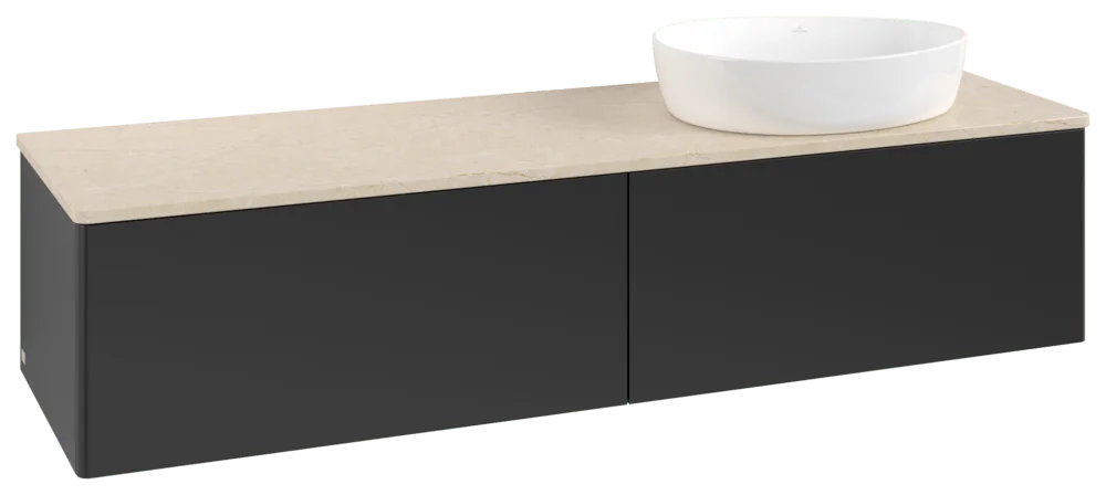 Villeroy & Boch Antao Waschbeckenunterschrank L38_1, 1600x360x500mm, Black Matt Lacquer / Botticino