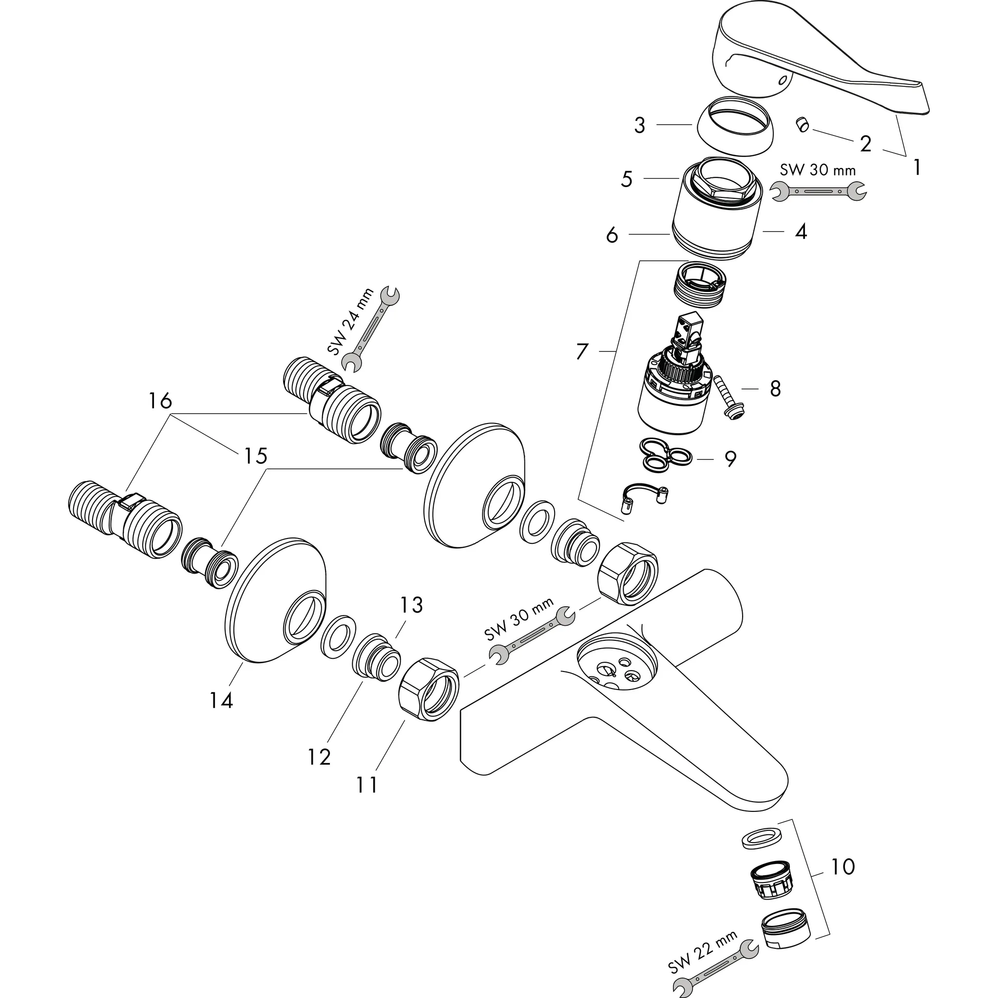 Waschtischmischer Focus Care Wandmontage chrom Waschtischmischer Focus Care Wandmontage chrom