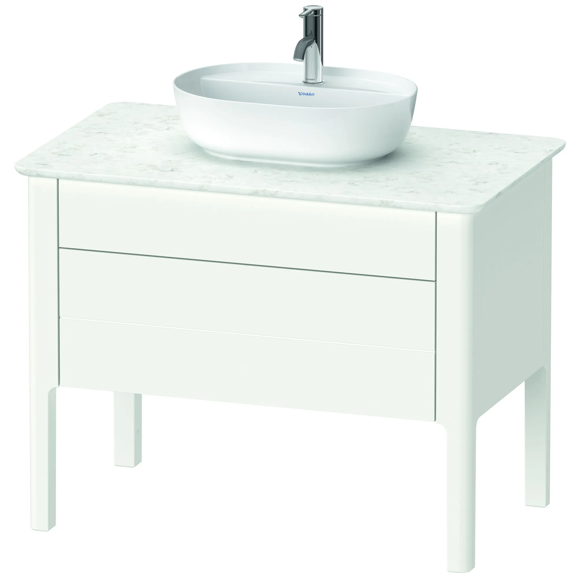 Duravit Waschtischunterschrank bodenstehend „Luv“ 93,8 × 74,3 × 57 cm Weiß Seidenmatt Becken: mittig / Front- & Korpusfarbe: Weiß Seidenmatt / Größe: 93,8 × 57 × 74,3 cm / Schubladen: 2 Duravit Waschtischunterschrank bodenstehend „Luv“ 93,8 × 74,3 × 57 cm Weiß Seidenmatt Becken: mittig / Front- & Korpusfarbe: Weiß Seidenmatt / Größe: 93,8 × 57 × 74,3 cm / Schubladen: 2