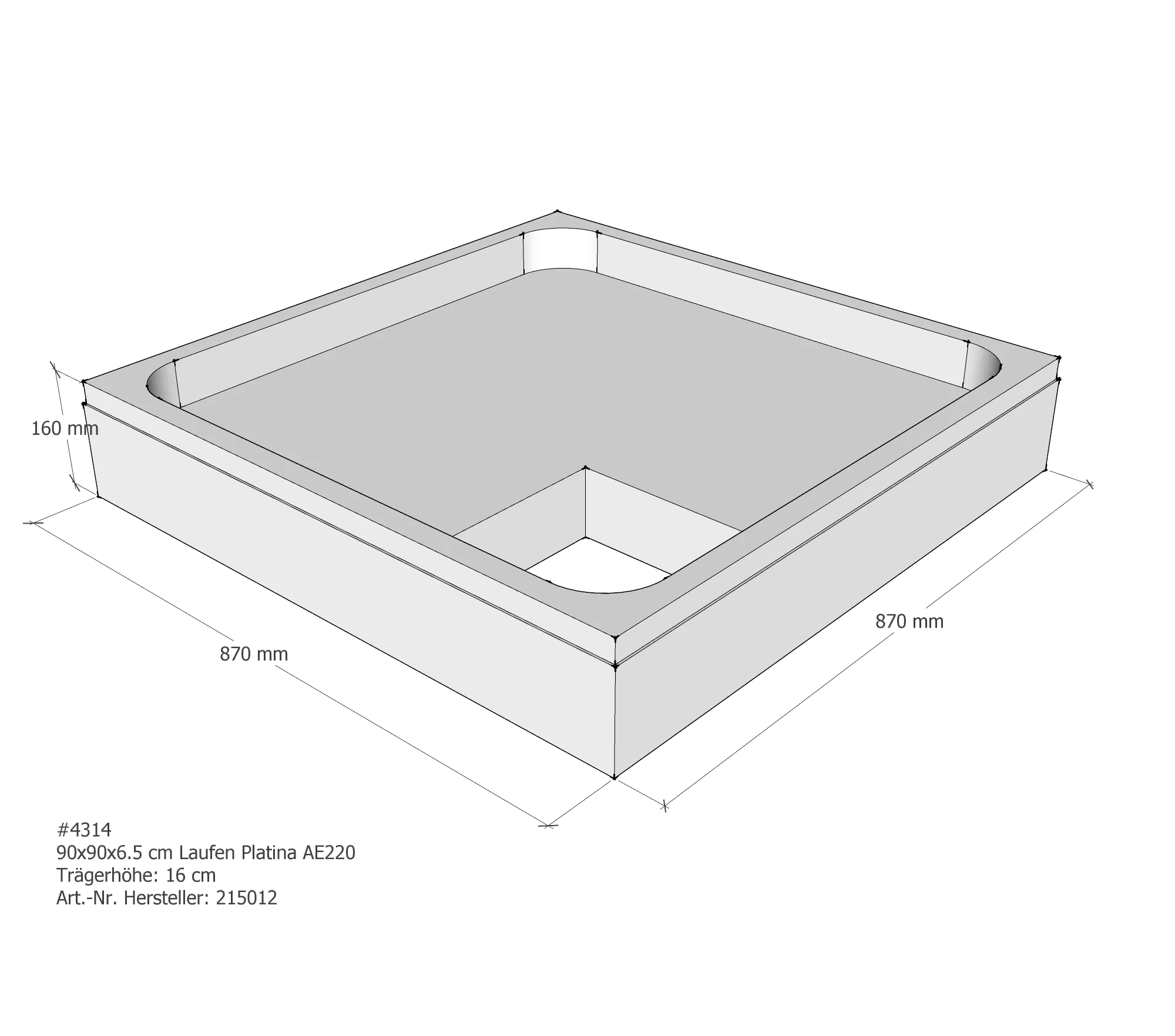 Duschwannenträger passend für Laufen Platina 90 × 90 × 6,5 cm Duschwannenträger passend für Laufen Platina 90 × 90 × 6,5 cm