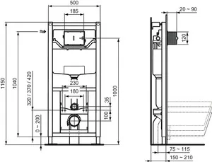 Ideal Standard Vorwand-/Einbauelement für Toilette „ProSys“ 115 × 50 × 15 cm Ideal Standard Vorwand-/Einbauelement für Toilette „ProSys“ 115 × 50 × 15 cm