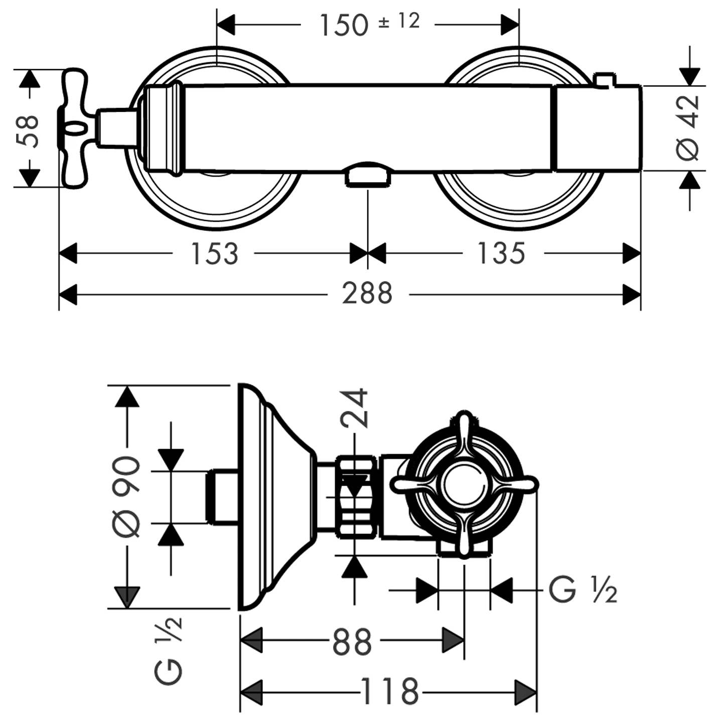 Thermostatmischer Aufputz Axor Montreux chrom für Brause