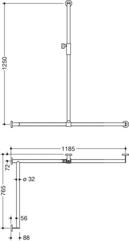 HEWI Haltegriff Ausführung links „System 900“, Befestigung verdeckt