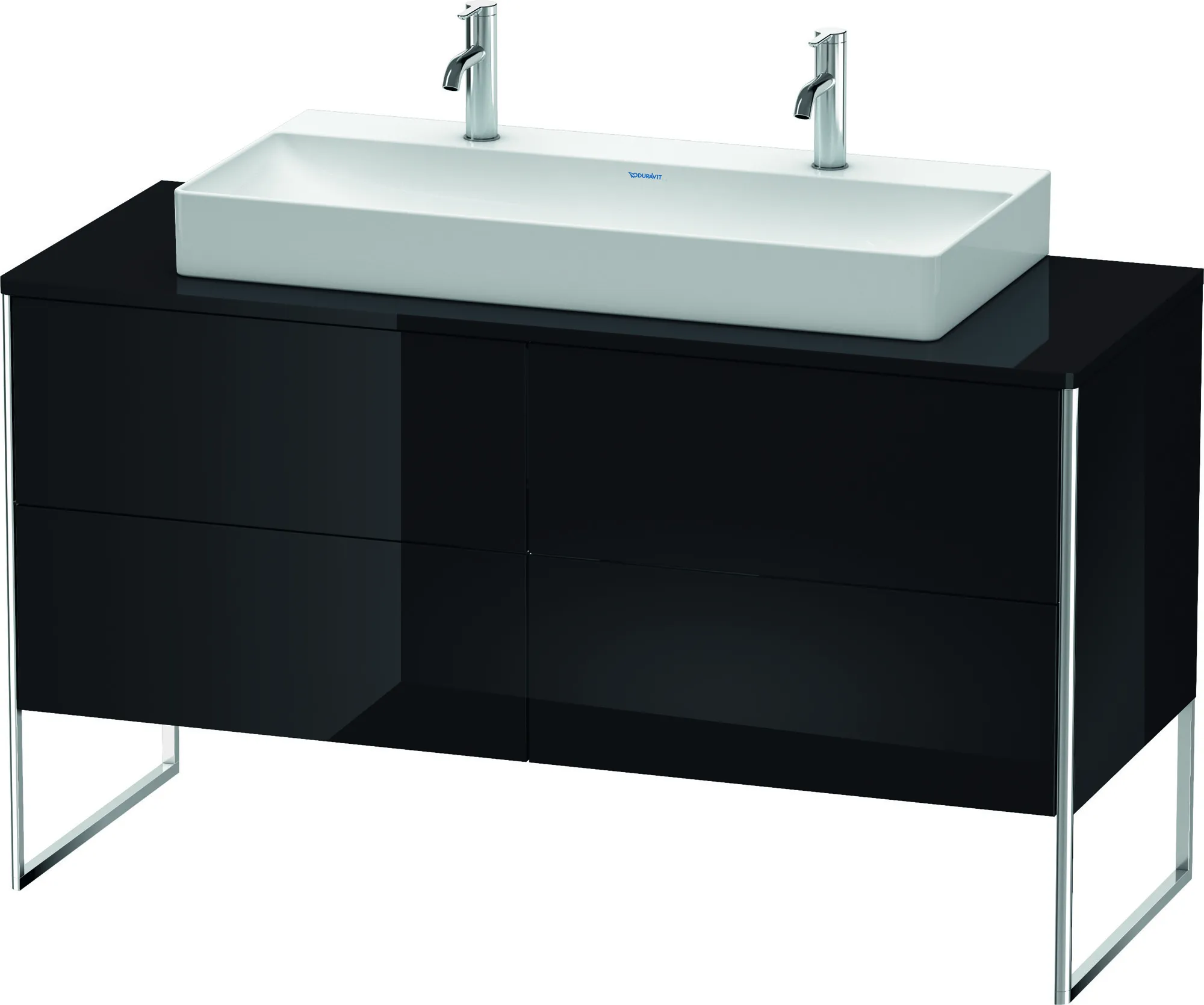 Duravit Waschtischunterschrank bodenstehend „XSquare“ 140 × 77,8 × 54,8 cm Schwarz Hochglanz Duravit Waschtischunterschrank bodenstehend „XSquare“ 140 × 77,8 × 54,8 cm Schwarz Hochglanz