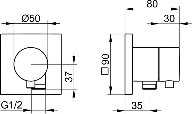 IXMO 59556031102 2-Wege Umstellventil UP DN15 mit Schlauchanschluß IXMO Comfort, eckig Bronze gebürstet