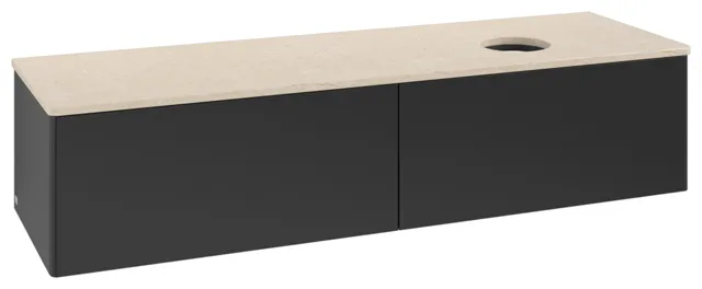 Villeroy & Boch Waschtischunterschrank „Antao“ 1600 × 360 × 500 mm Black Matt Lacquer, für Becken rechts, mit Beleuchtung Villeroy & Boch Waschtischunterschrank „Antao“ 1600 × 360 × 500 mm Black Matt Lacquer, für Becken rechts, mit Beleuchtung