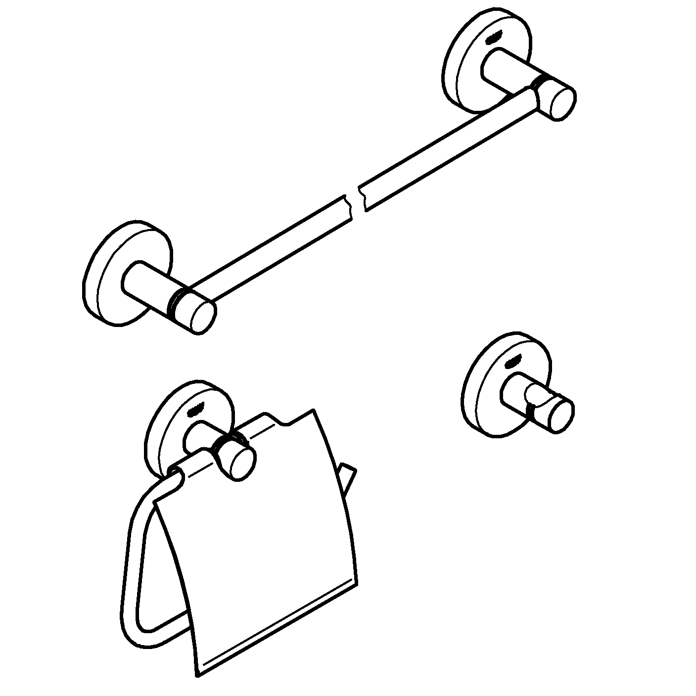 3-in-1 Bad-Set Essentials 40775_1, mit Badetuchhalter 600 mm, Bademantelhaken, WC-Papierhalter, mit Deckel, chrom