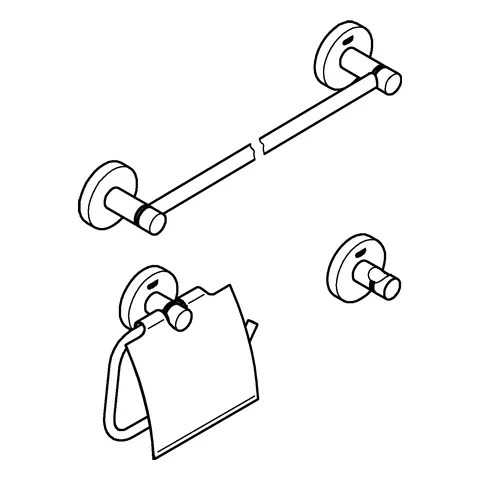 3-in-1 Bad-Set Essentials 40775_1, mit Badetuchhalter 600 mm, Bademantelhaken, WC-Papierhalter, mit Deckel 3-in-1 Bad-Set Essentials 40775_1, mit Badetuchhalter 600 mm, Bademantelhaken, WC-Papierhalter, mit Deckel