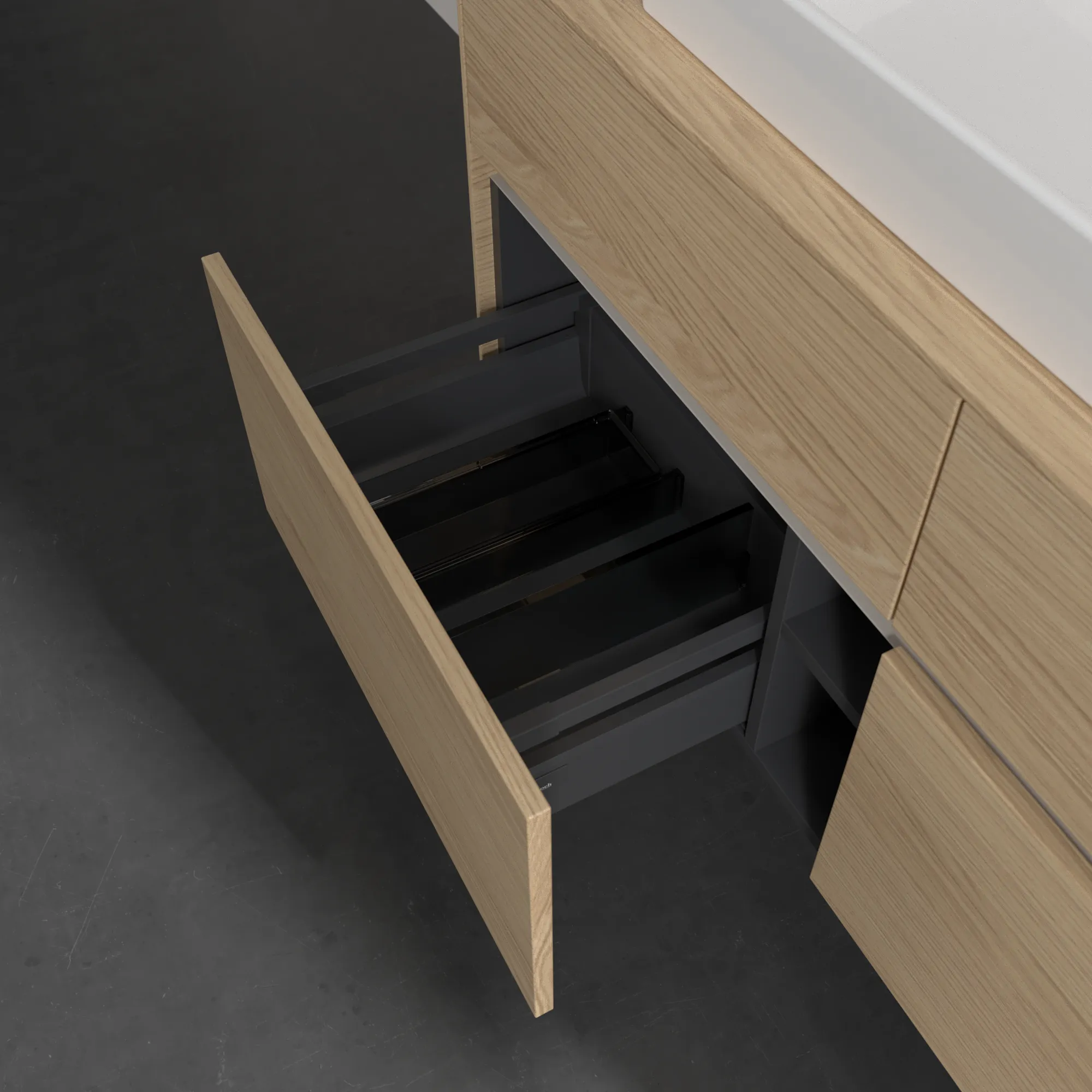 Villeroy & Boch Waschtischunterschrank „Collaro“ 1200 × 548 × 500 mm Nordic Oak, mit Beleuchtung, für Becken mittig
