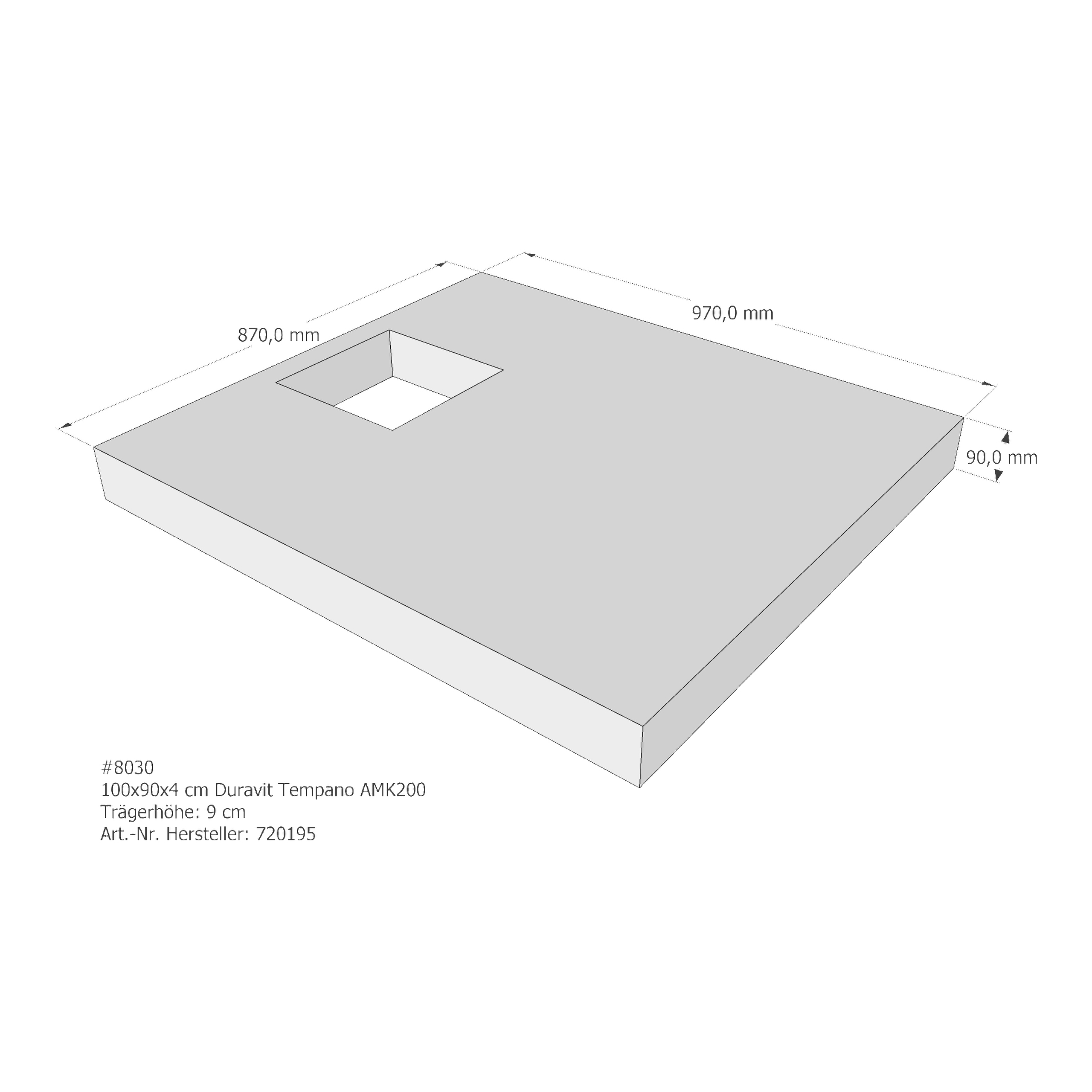 Duschwannenträger für Duravit Tempano 100 × 90 × 4 cm Breite: 90 cm / Länge: 100 cm Duschwannenträger für Duravit Tempano 100 × 90 × 4 cm Breite: 90 cm / Länge: 100 cm